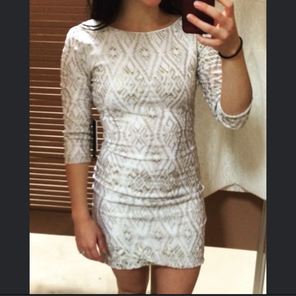 White dress w/ gold detail